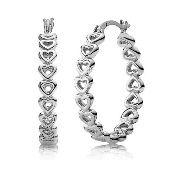 Linked Love Open Heart Cutout Hoop Earrings - Picture 1 of 8